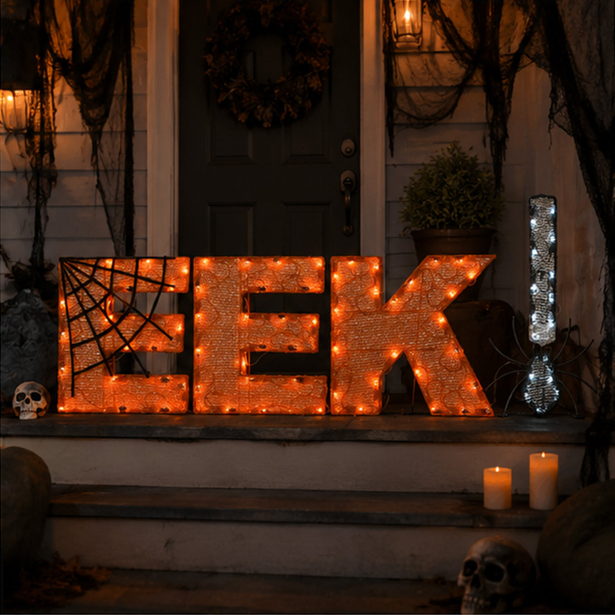 50 in. Halloween Pre-Lit “EEK!” Outdoor Sign with LED Lights Plug-In