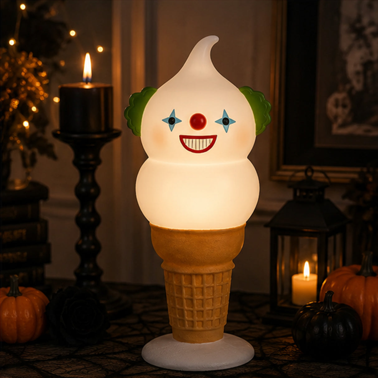 14 in. Halloween Creepy Clown I-Scream Cone Tabletop Decoration
