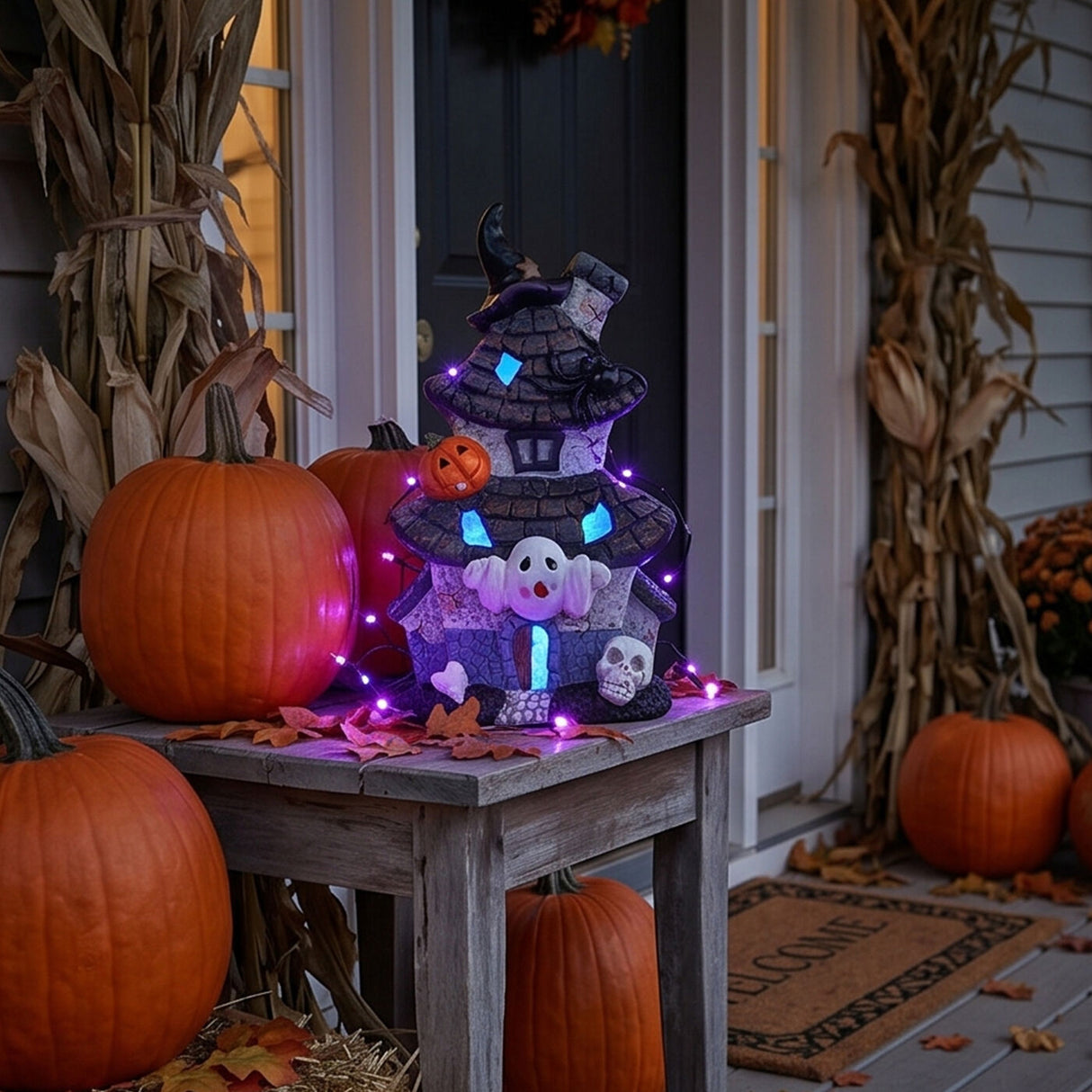 18 in Pre Lit Multilevel Haunted House Halloween LED Tabletop Decor