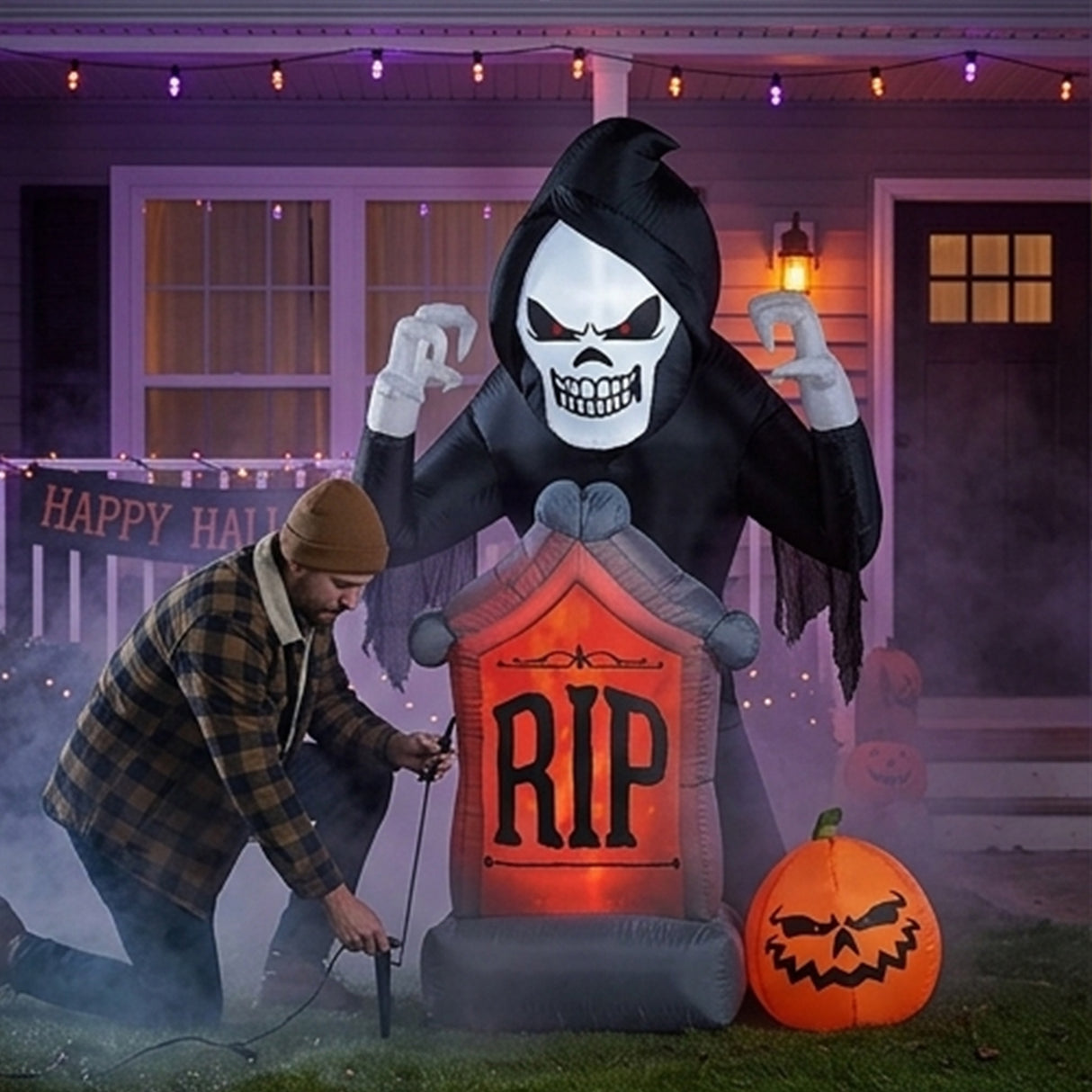 6FT Inflatable Shaking Grim Reaper Halloween Decoration