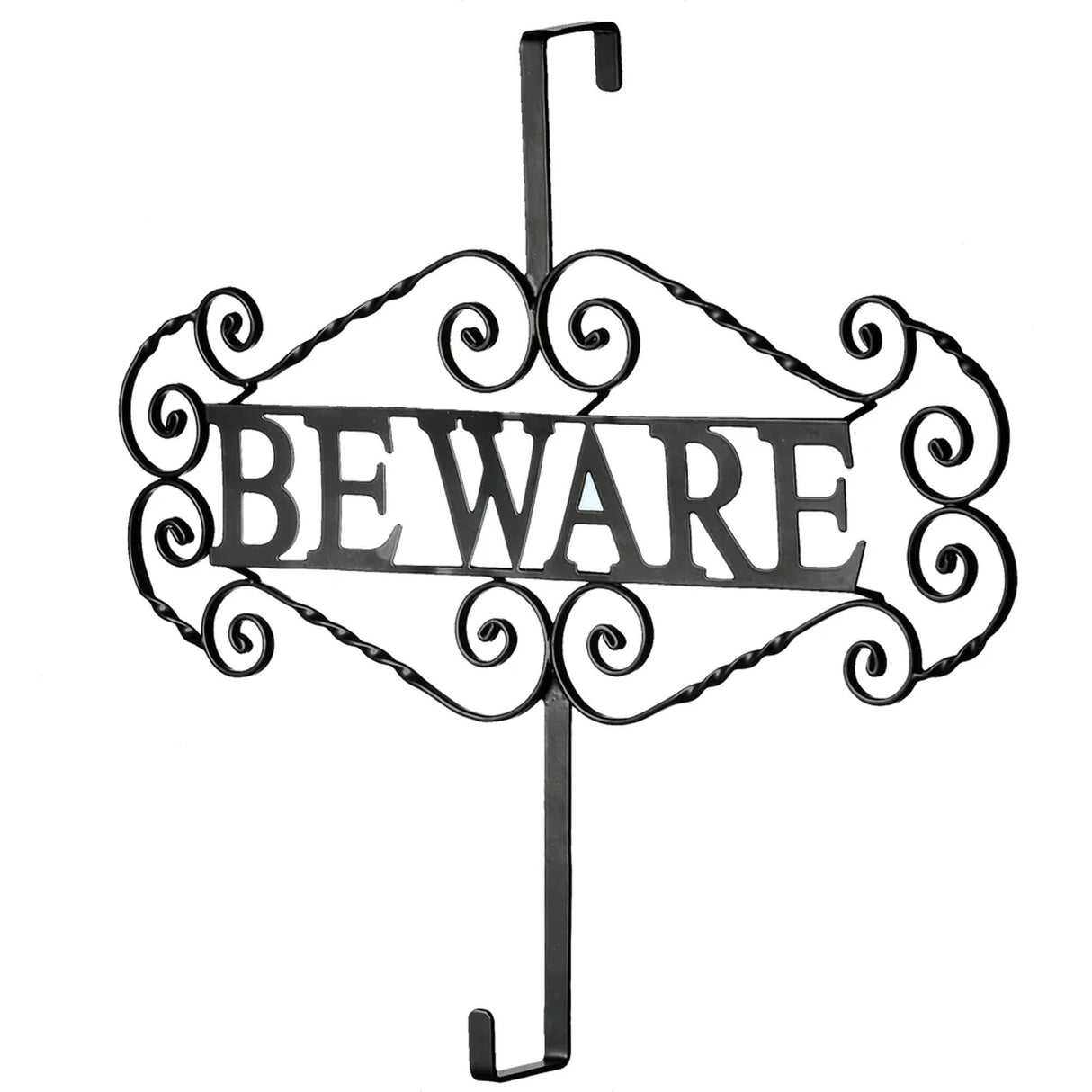 16 in Halloween Beware Metal Wreath Hanger Door Decoration