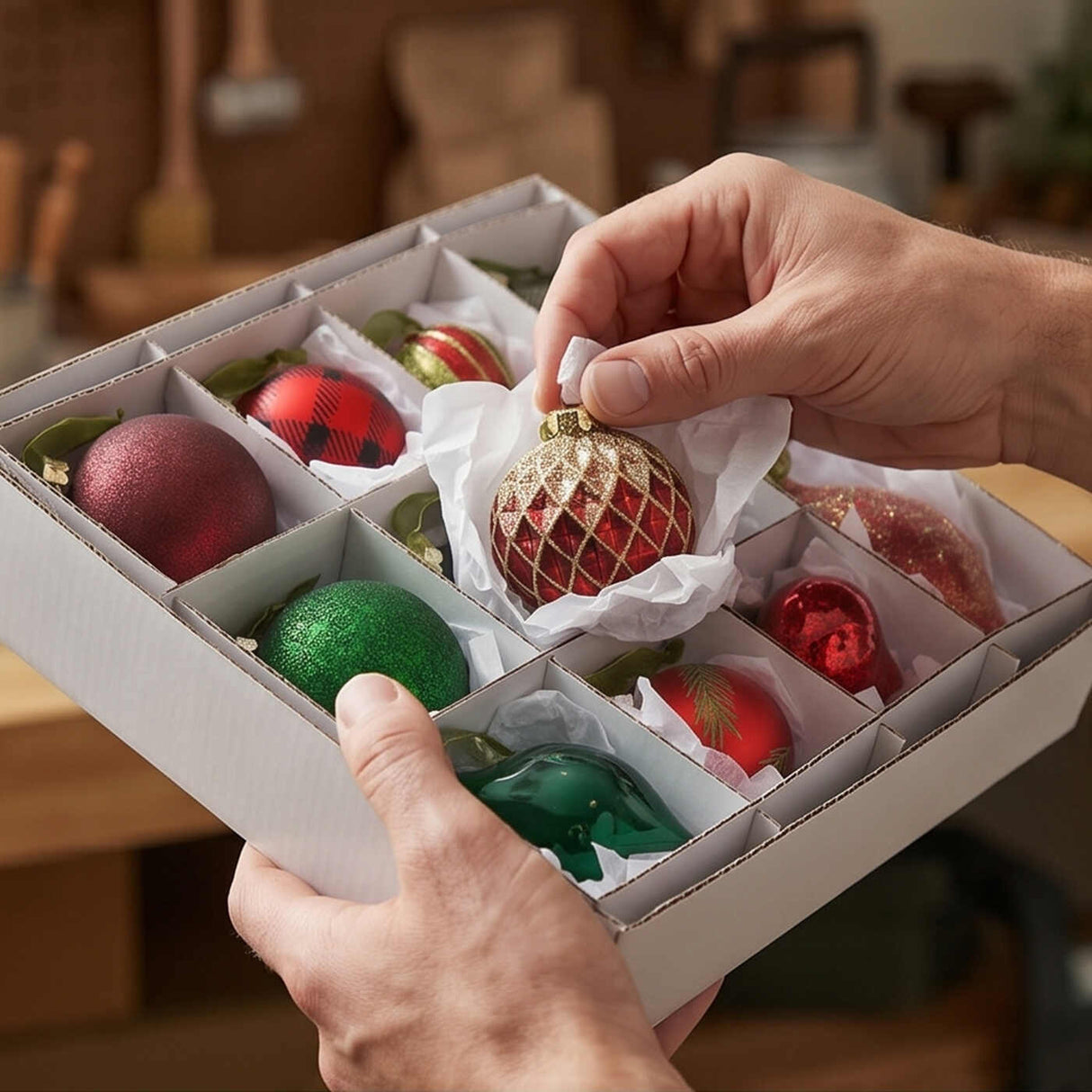 20PC Rural Homestead Blown Glass Christmas Ornament Set