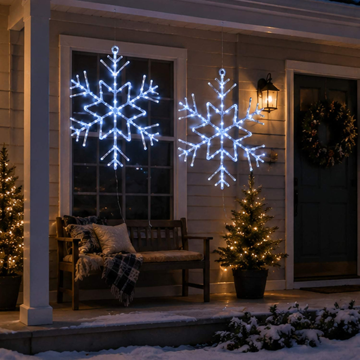24IN Pre-Lit Six Point Star Snowflake with Cool White LED Lights