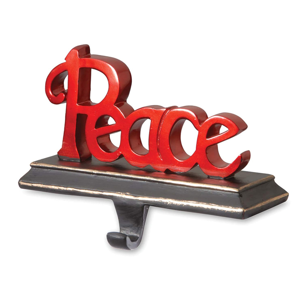 8.7IN PEACE Christmas Stocking Holder with Gold Trim