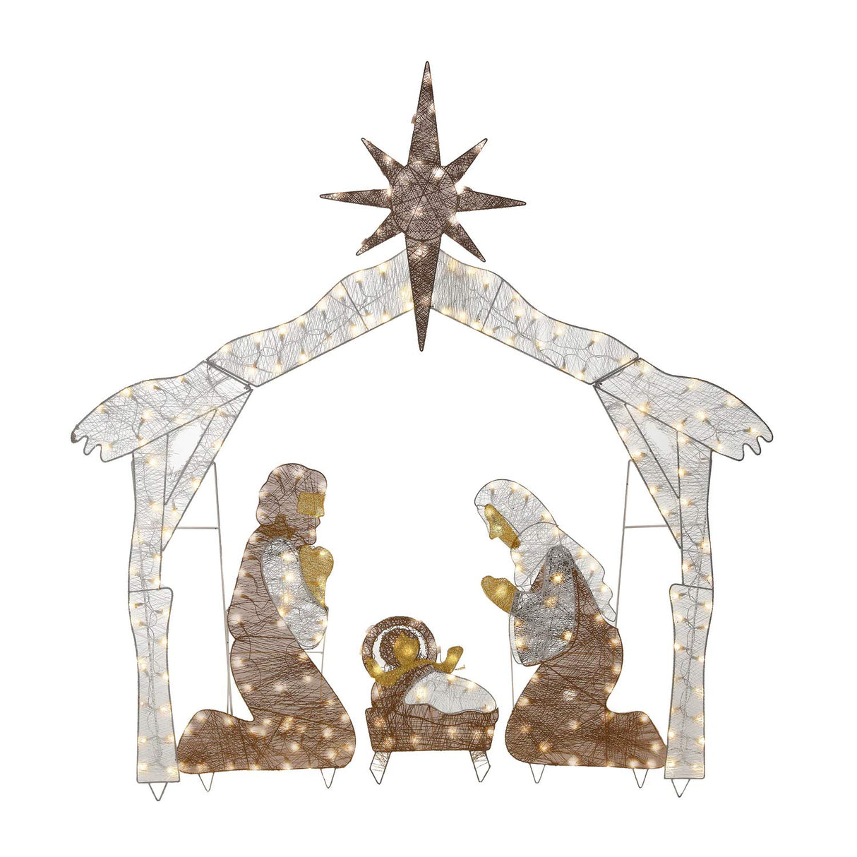 72IN Large Nativity Scene with Cool White LED Lights Plug-In