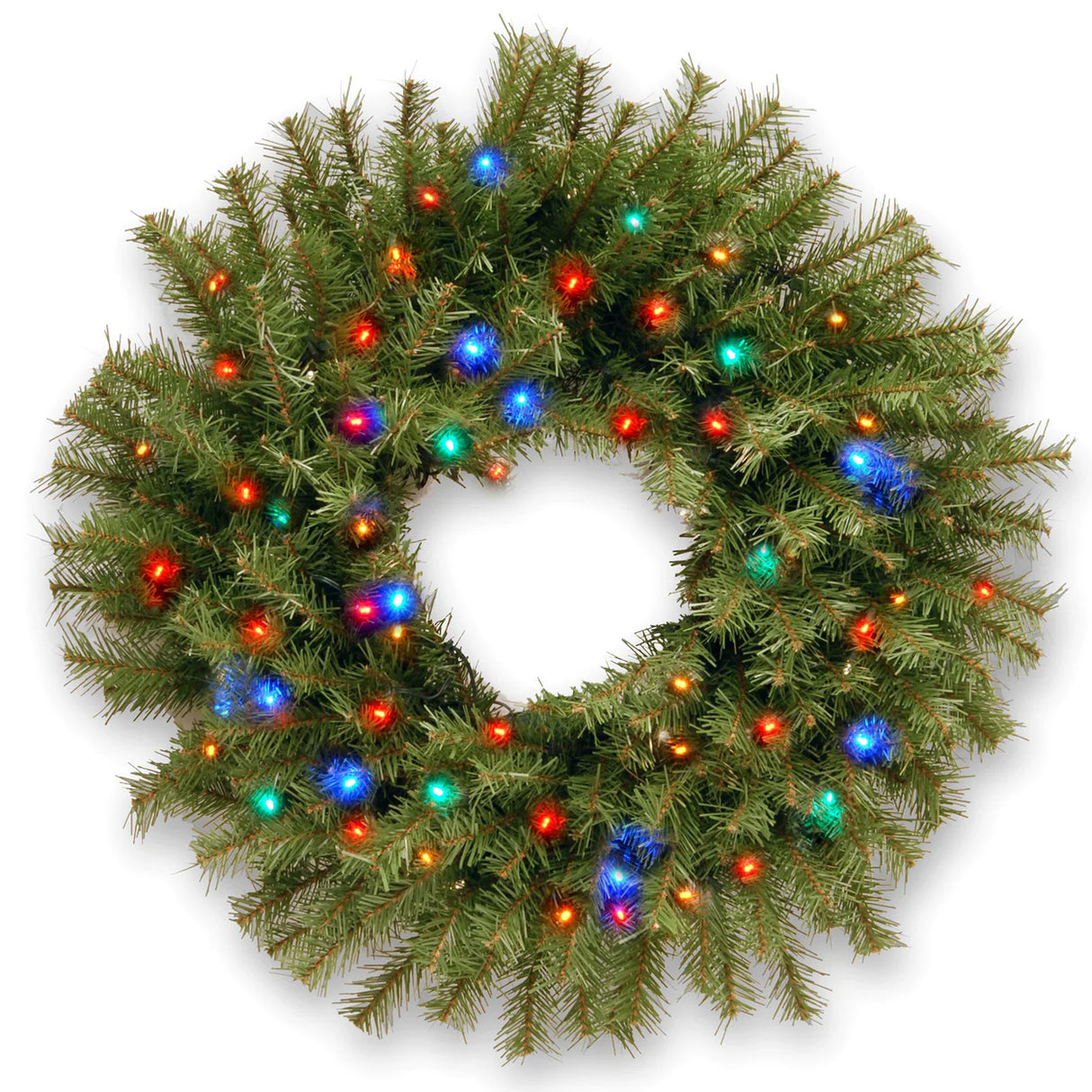 Pre-Lit 24 in. Norwood Fir Christmas Wreath with Multicolor LED Lights