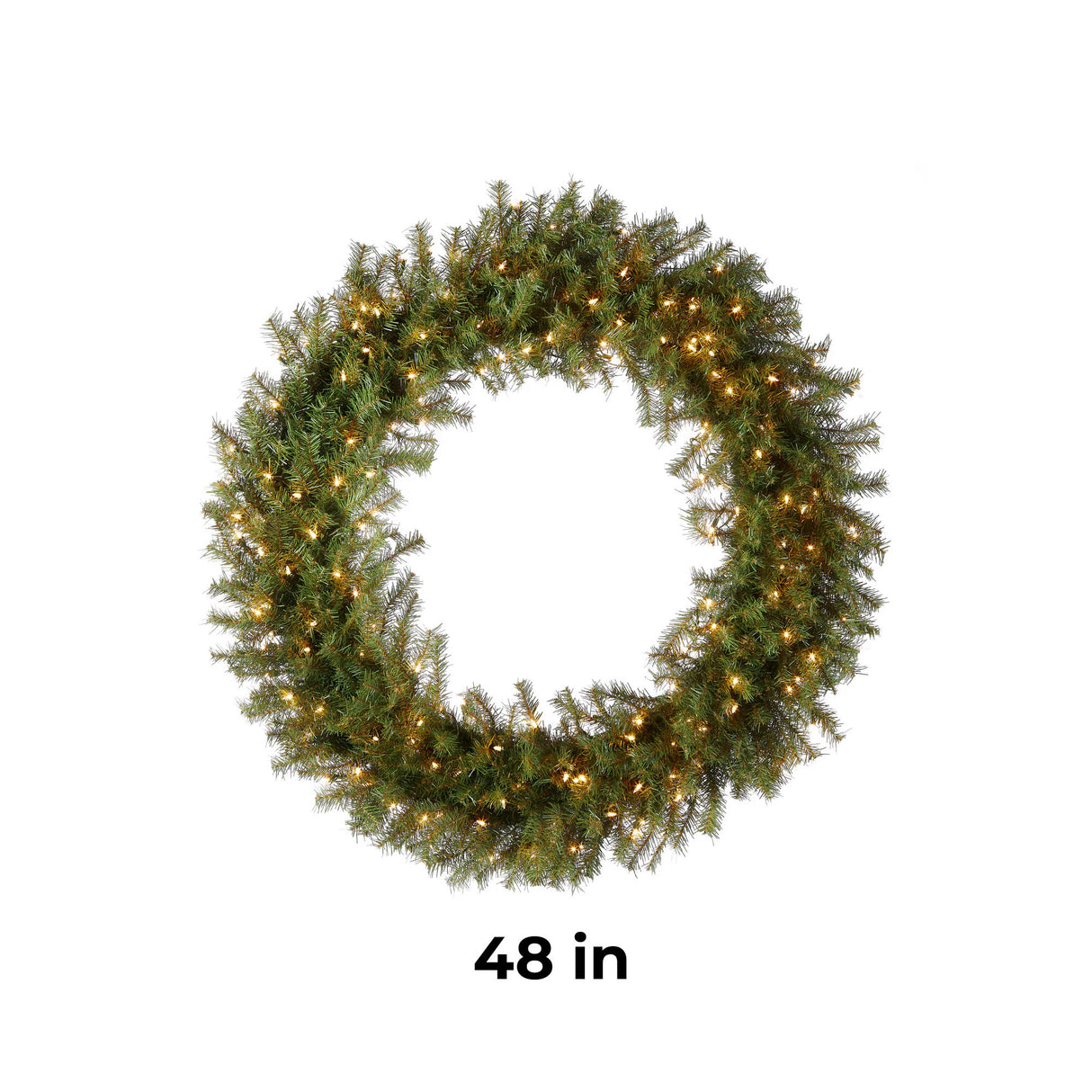 Pre-Lit 48 in. Norwood Fir Christmas Wreath with 200 Clear Lights, Plug-In Large Holiday Decoration