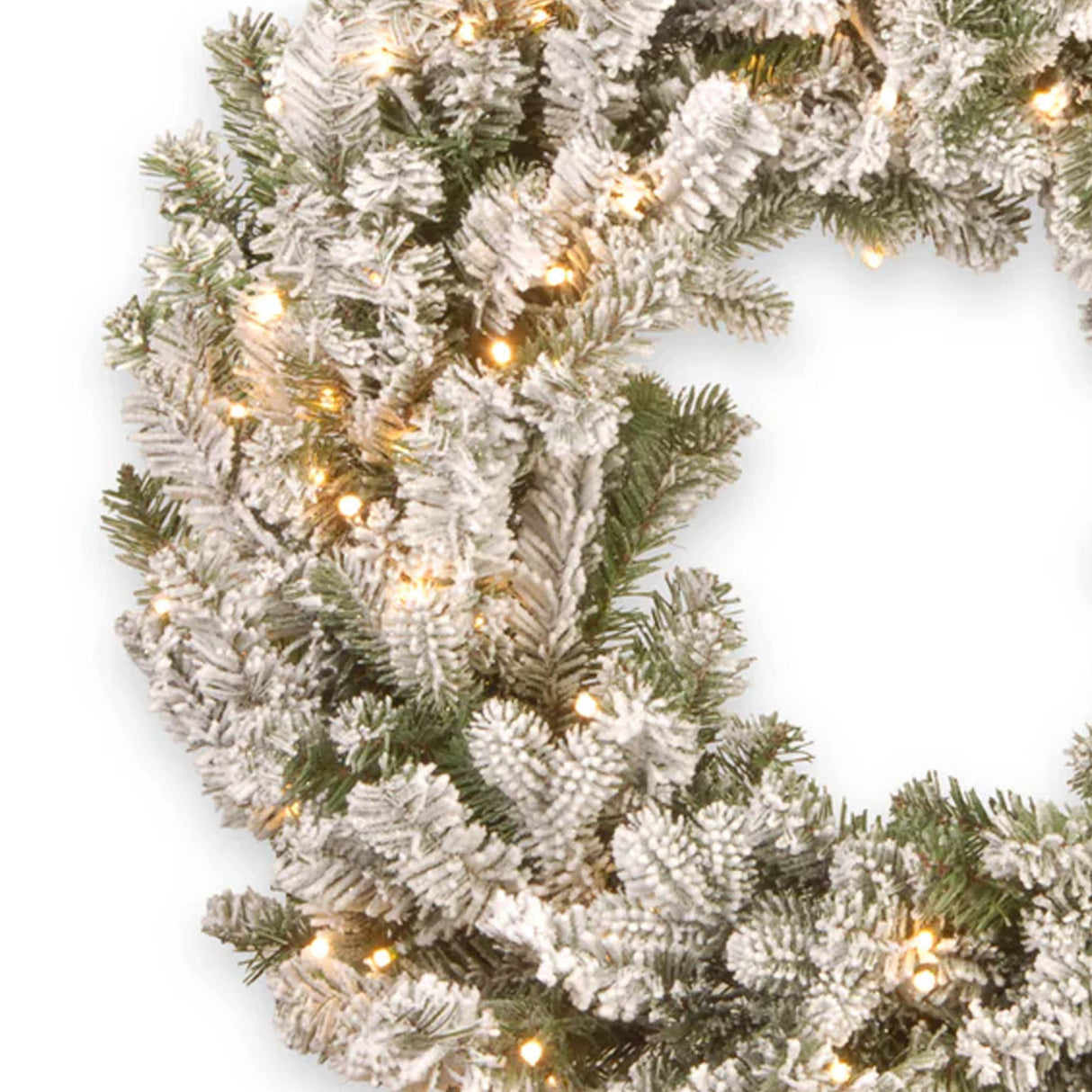 24IN Pre Lit Snowy Sheffield Spruce Wreath with Smart Twinkly LED Lights
