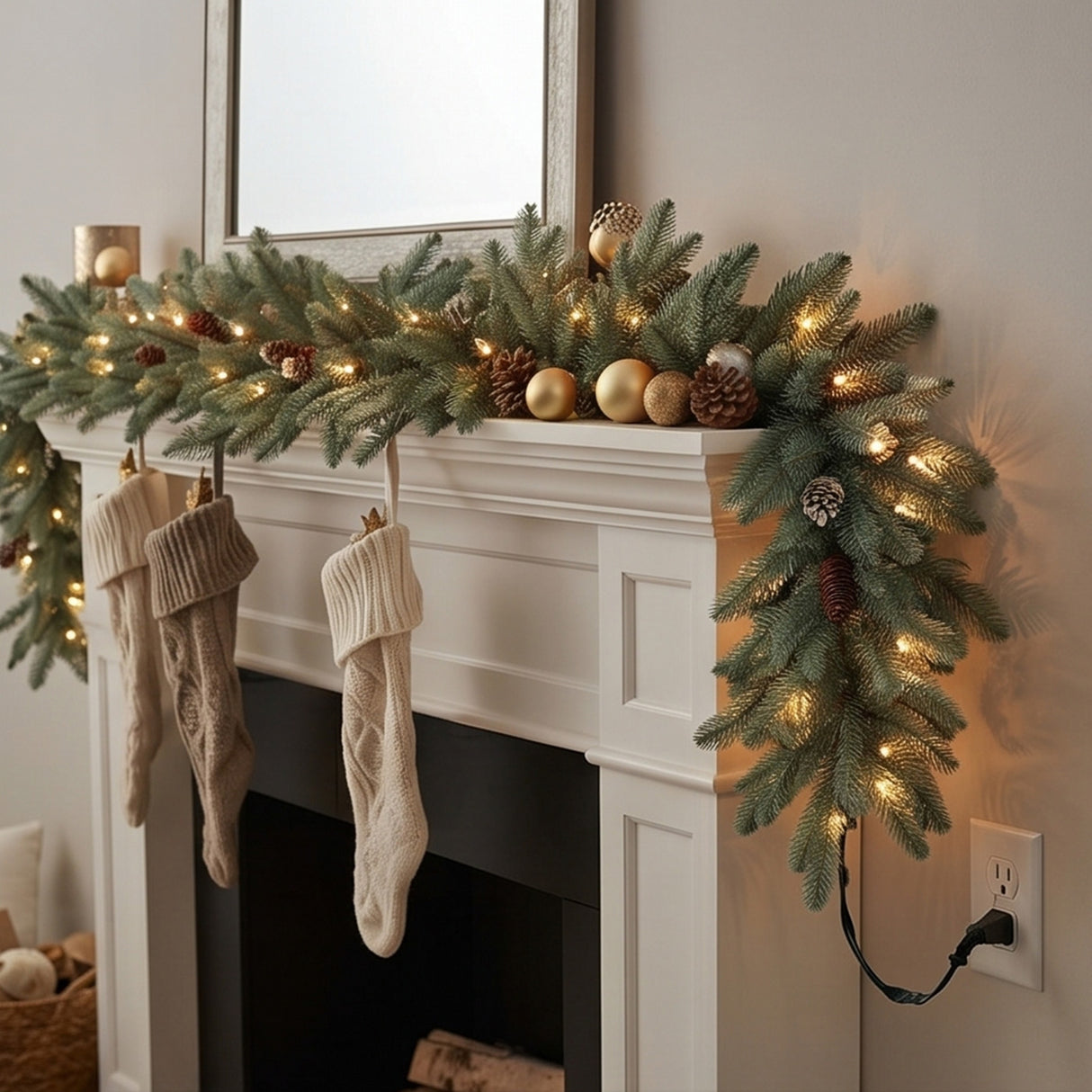 9FT Pre-Lit Copenhagen Spruce Garland with Clear Lights