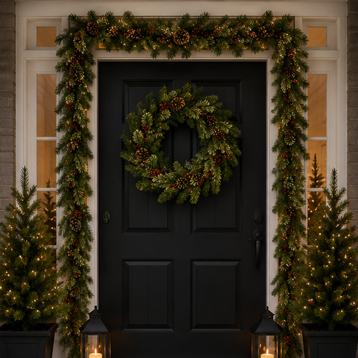 Evergreen and Cashmere Tips Christmas Garland, 9 Foot Holiday Decor