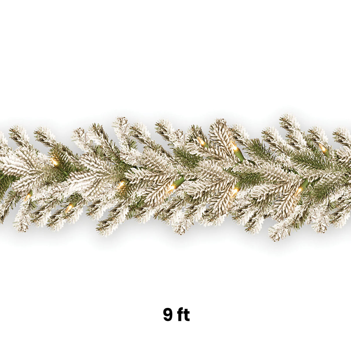 Pre-Lit Snowy Sheffield Spruce Garland with Clear Lights, 9ft Holiday Decor