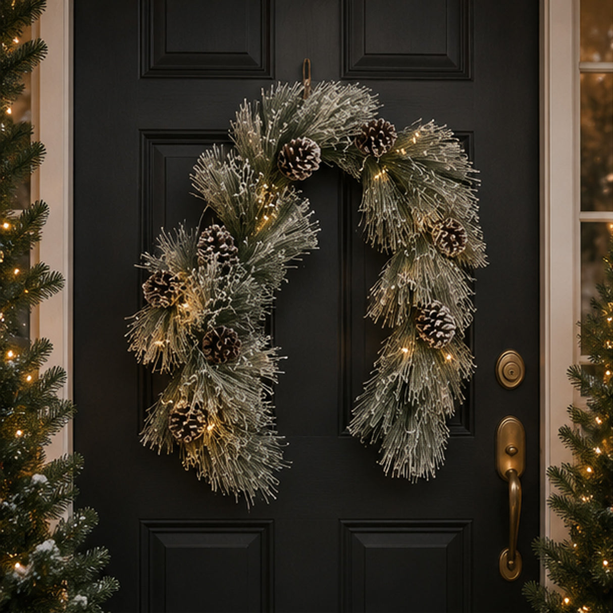 7ft Snowy Long Needle Christmas Garland with Pinecones