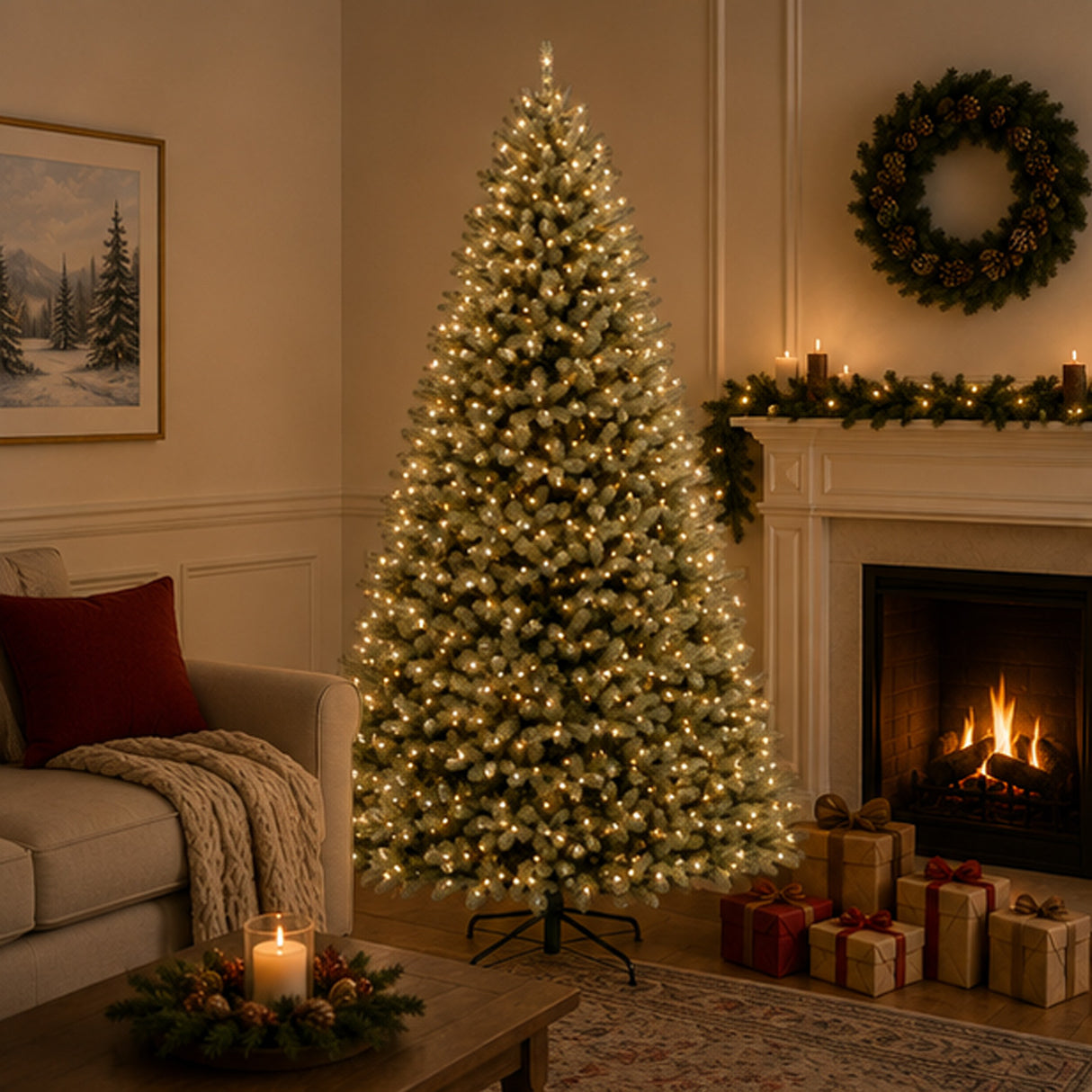 10ft Pre-Lit Downswept Douglas Fir Artificial Christmas Tree with Dual Color LED Lights & PowerConnect