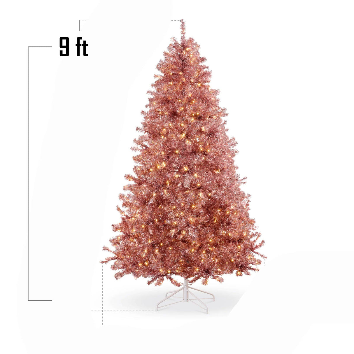 Prelit Pink Artificial Tinsel Christmas Tree with Foldable Stand