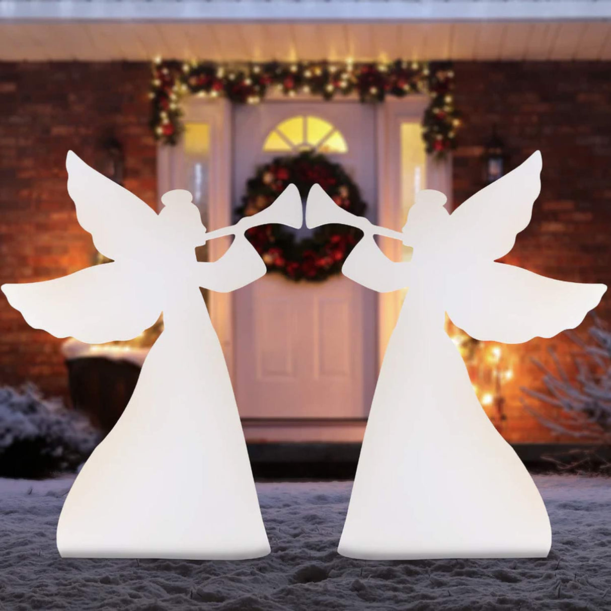 Set of 2 Christmas Angel Yard Decorations 3 Ft Outdoor Display