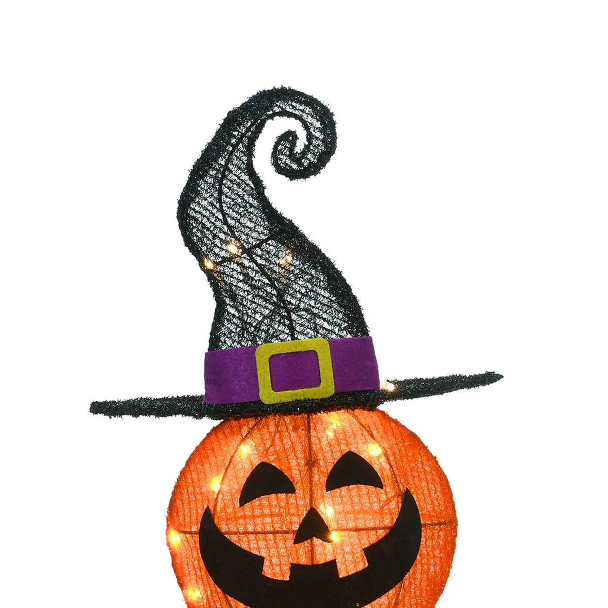 Halloween Pre-Lit Stacked Pumpkins in Witch's Hat Outdoor Decoration with LED Lights