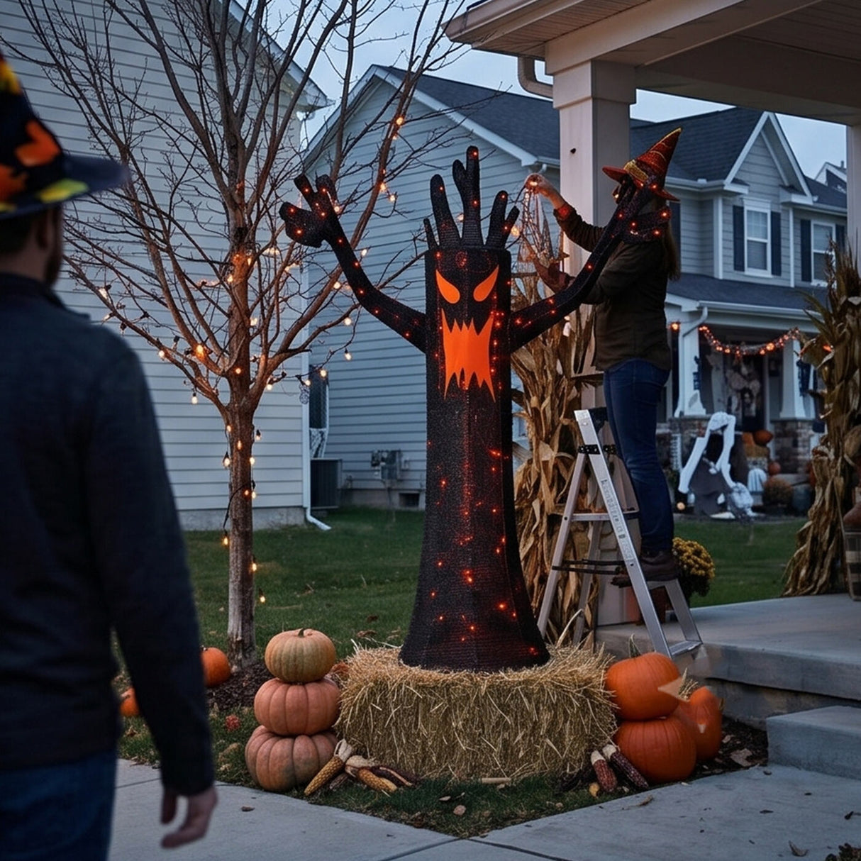 4FT Halloween Spooky Black Tree with LED Lights