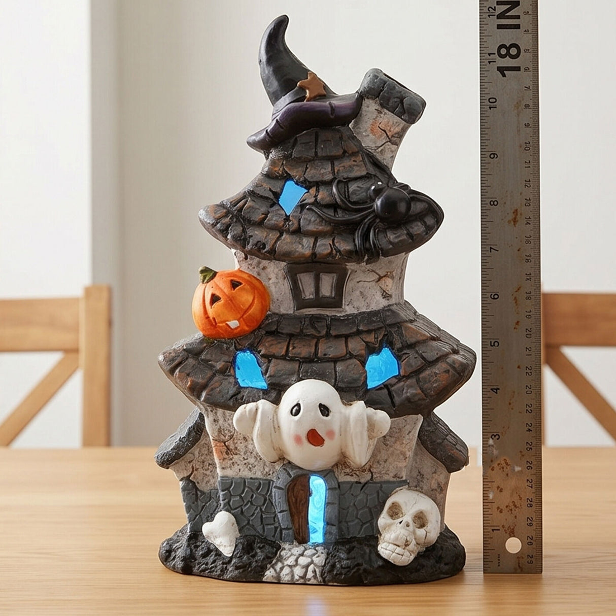 18 in Pre Lit Multilevel Haunted House Halloween LED Tabletop Decor