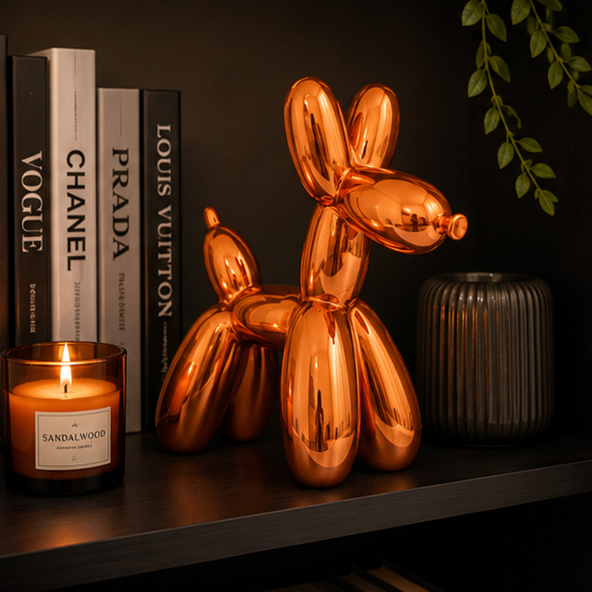 11IN Orange Balloon Dog Figurine Halloween Table Decor