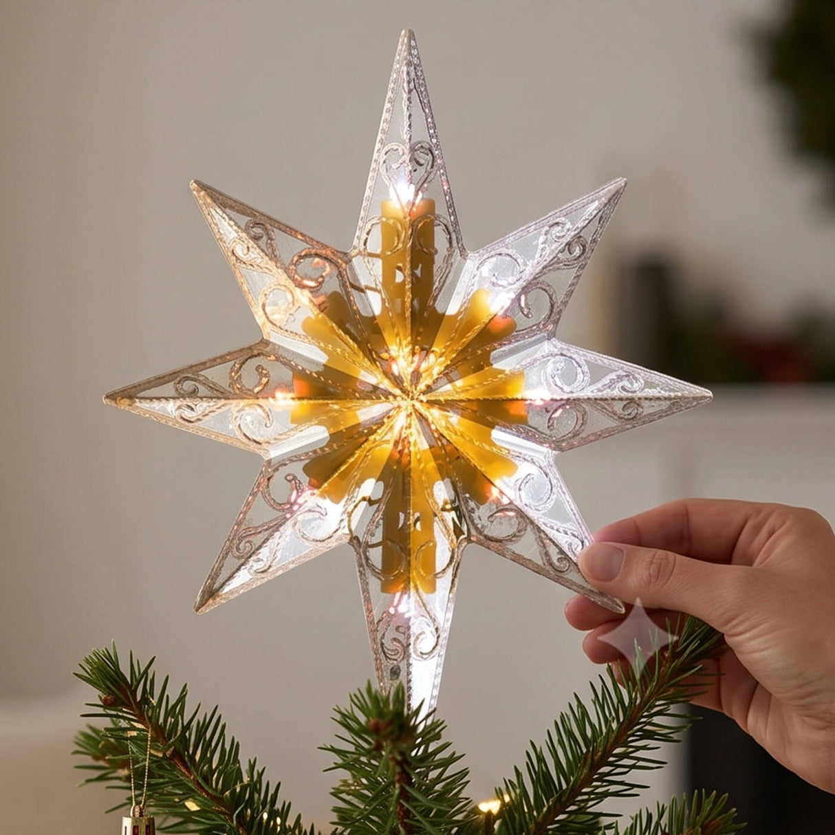 11IN Tree Top Star with Dual Color LED Lights