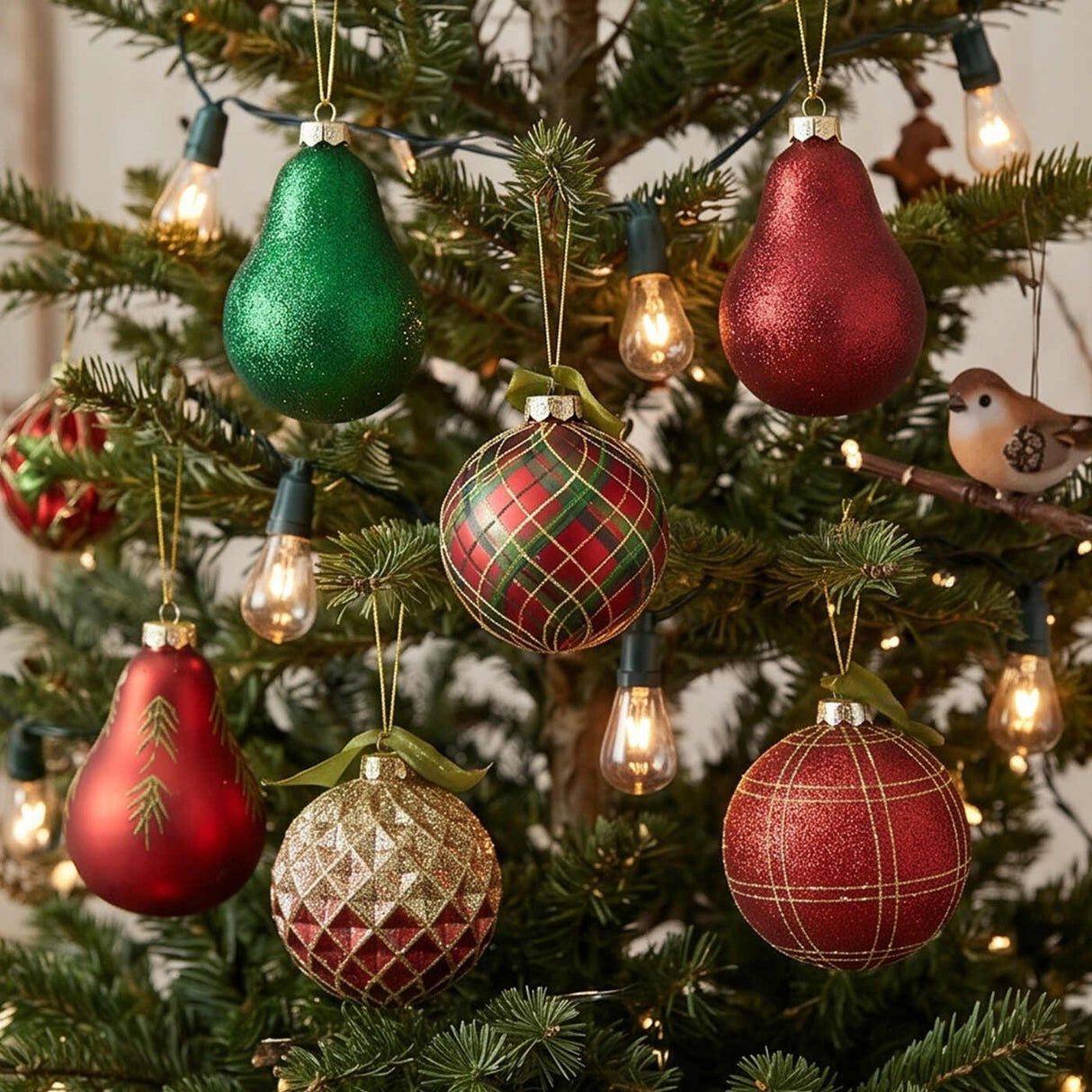 20PC Rural Homestead Blown Glass Christmas Ornament Set