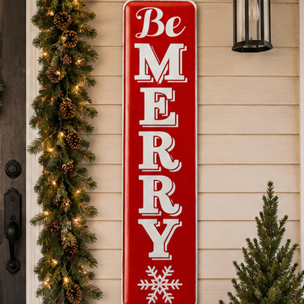 31IN Be Merry Metal Holiday Wall Sign Vertical Decor