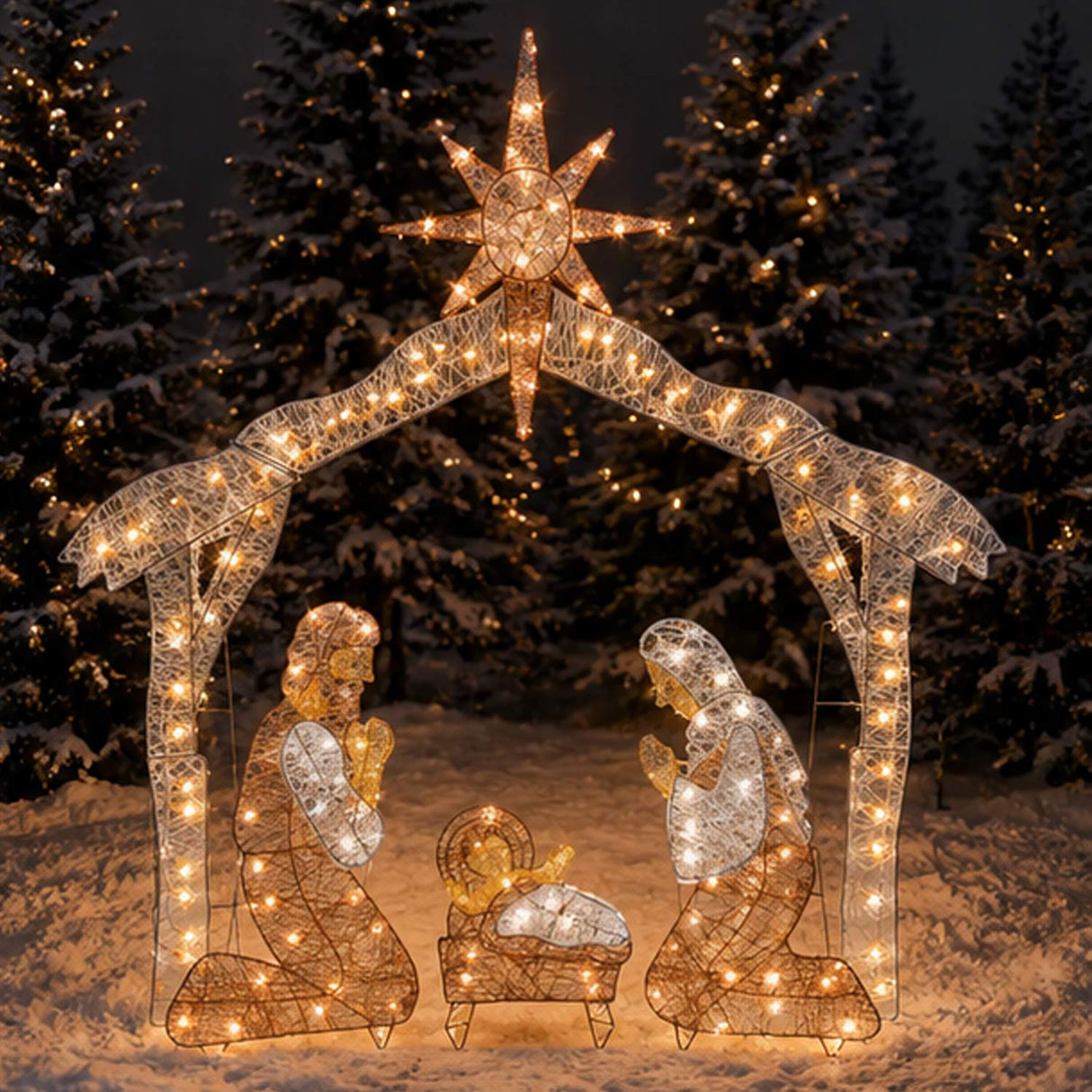 55IN Crystal Splendor Pre-Lit Nativity Set with Clear Lights
