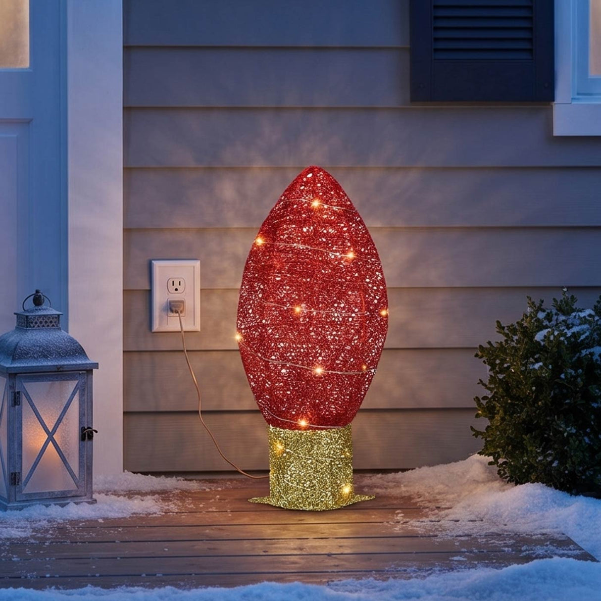 20IN Pre Lit Red Christmas Light Bulb LED Decoration