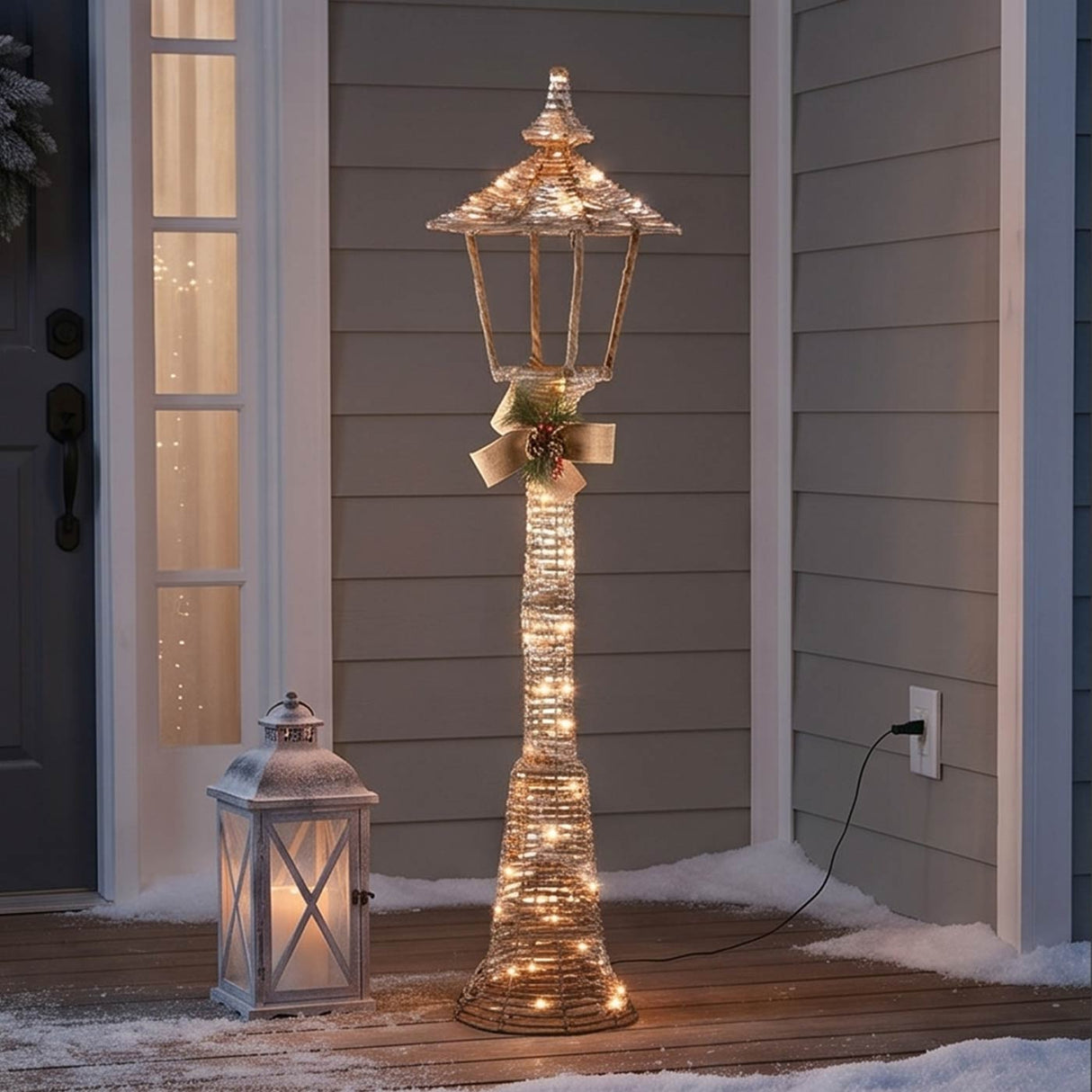 60IN Champagne Vine Lamppost with Clear LED Lights