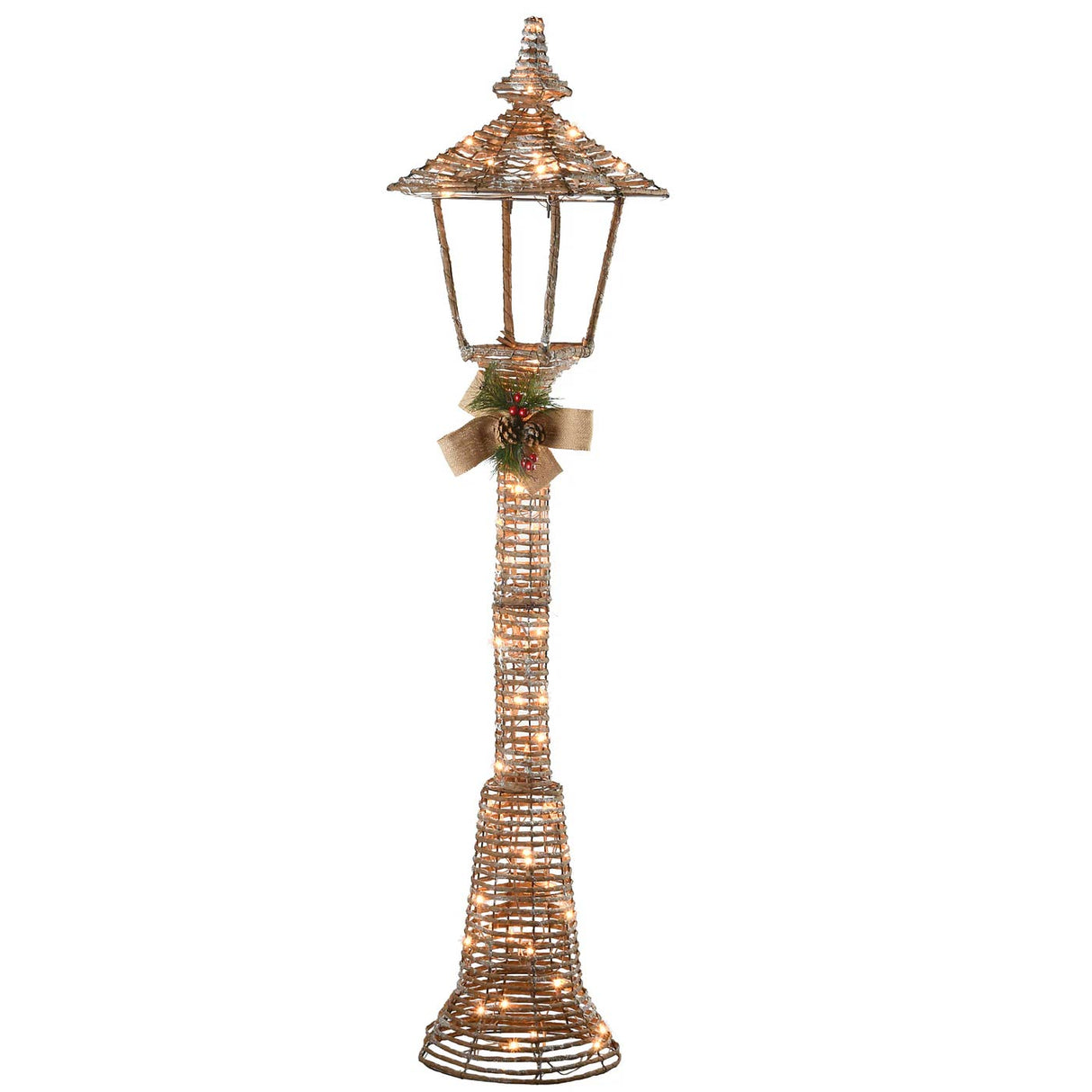 60IN Champagne Vine Lamppost with Clear LED Lights