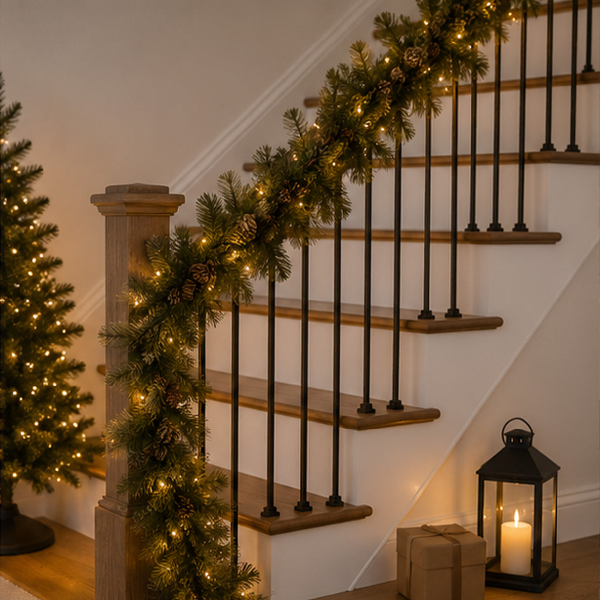 9FT Pre Lit Carolina Pine Garland with Clear Lights