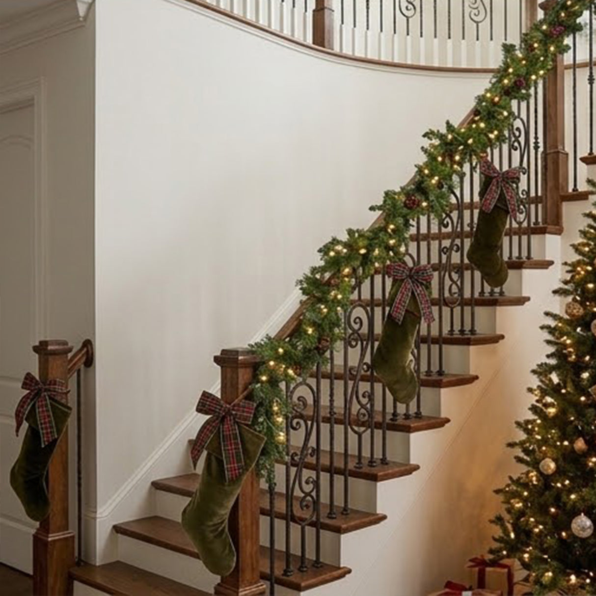 Pre-Lit Cedar Garland with Warm White LED Lights, 9 Foot (Plug-In)