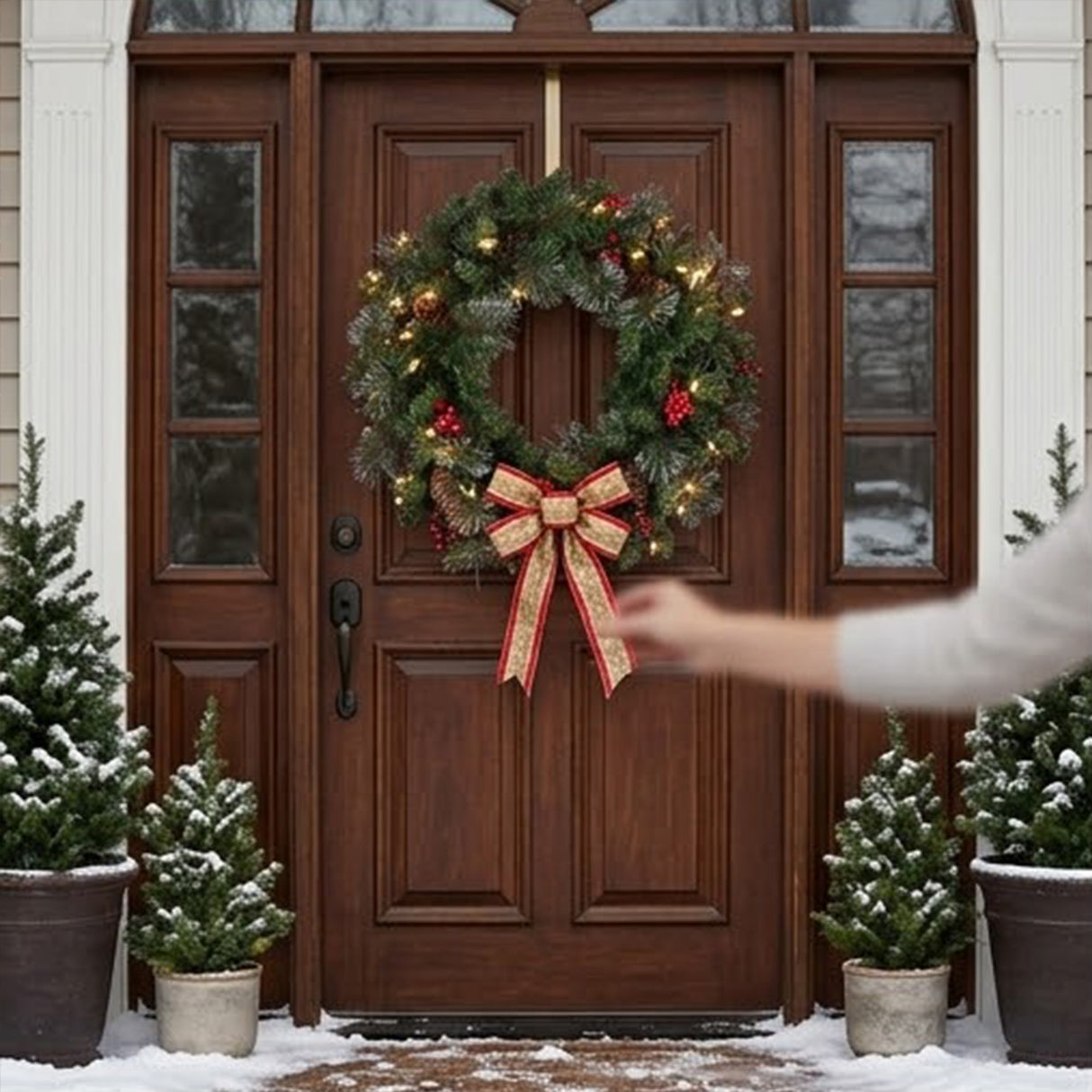 Pre-Lit Crestwood Spruce Wreath with Clear Lights, 24 Inch (Plug-In)