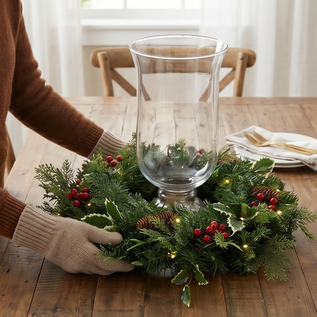 Pre-Lit First Traditions Holly Berry Wreath and Garland Assortment, 3-Piece Set