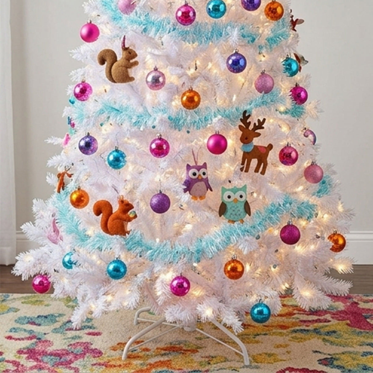 9ft Pre-Lit Millville White Christmas Tree with Warm White LED Lights & PowerConnect