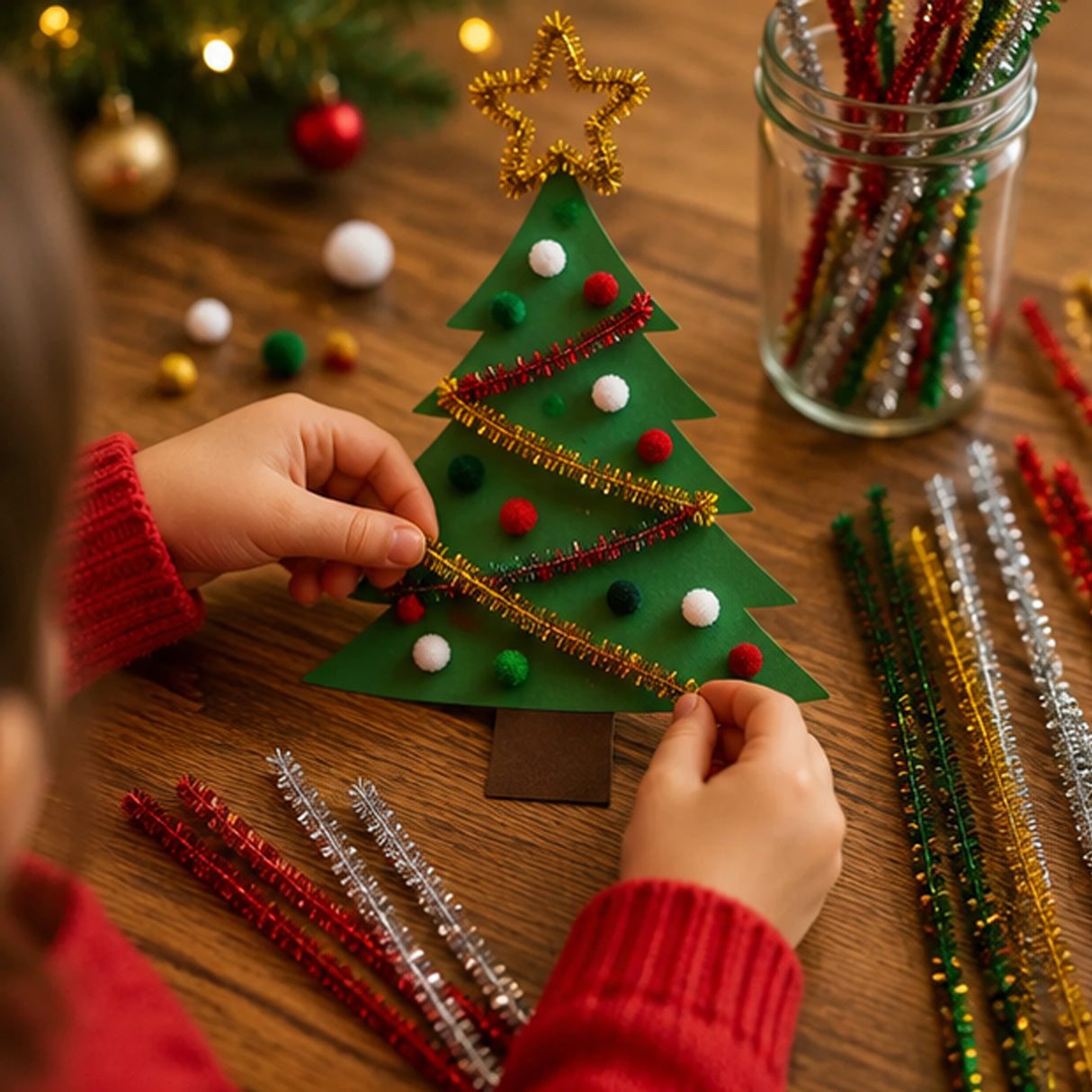 Christmas Metallic Chenille Stems 50 Piece Craft Set
