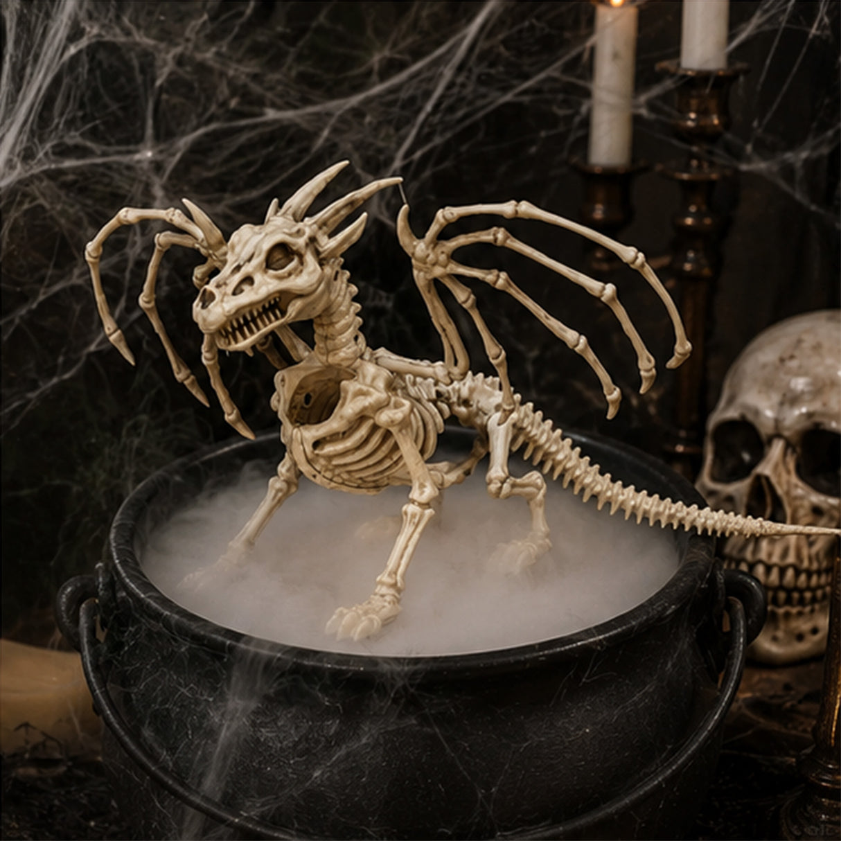 10" x 13" Small Dragon Skeleton Halloween Decoration (Plastic Prop)