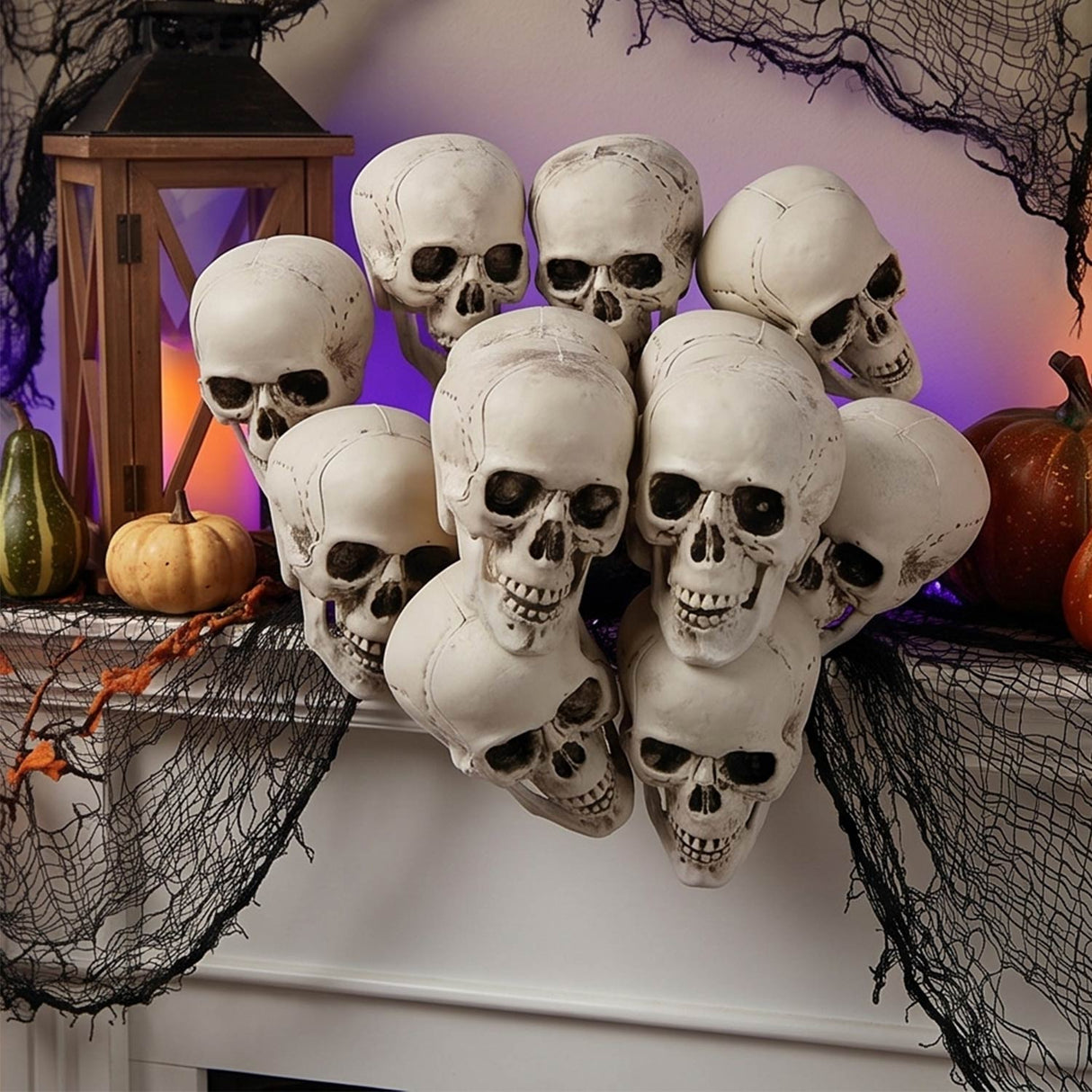 Bag of Skulls Halloween Decorations – 12 Pc Set