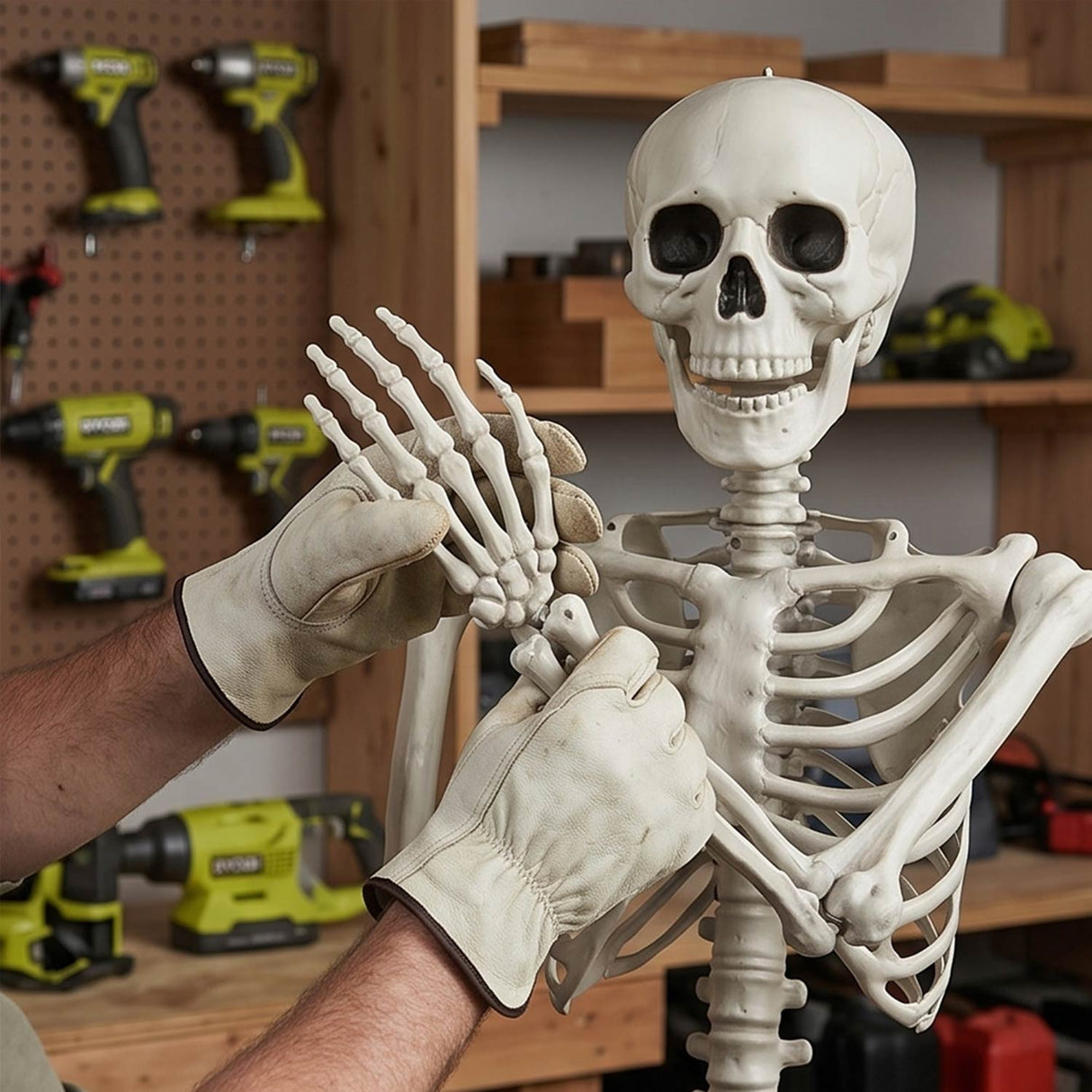 5 Ft Life-Size Posable Plastic Skeleton Halloween Decoration
