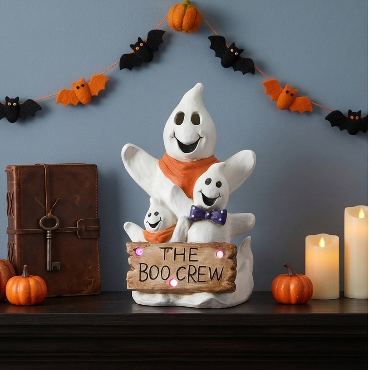 21IN Pre-Lit Boo Crew 3 Ghosts Table Decoration