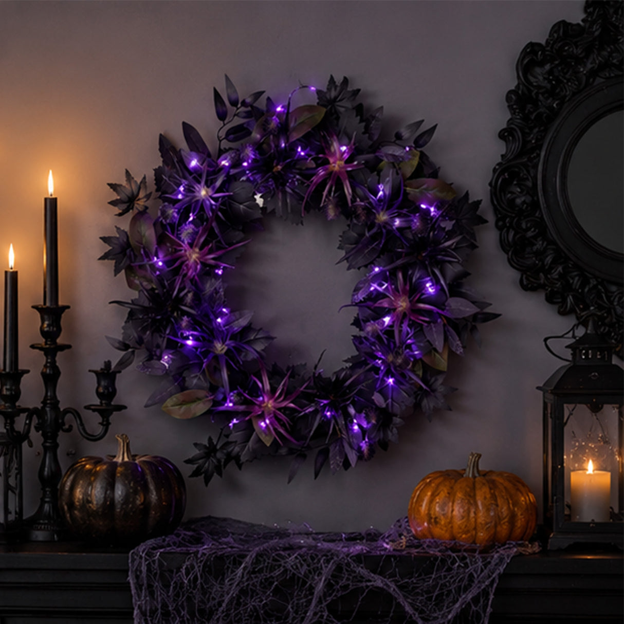 24 in. Halloween “Scare in the Air” Wreath with LED Lights