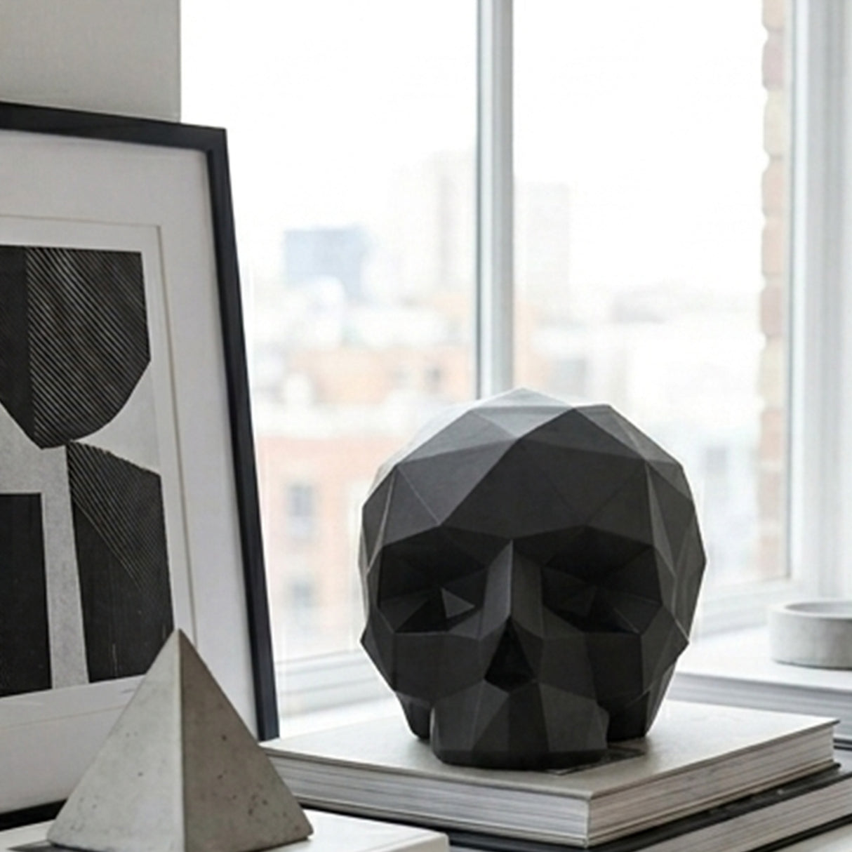 6IN Black Origami Skull Halloween Tabletop Decoration