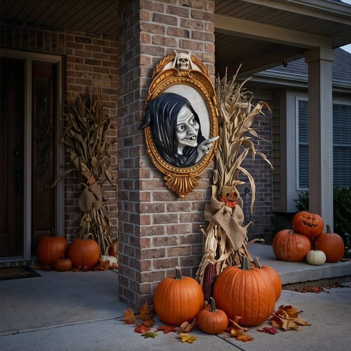 2 ft Witch in Mirror Halloween Wall Hanging Decor