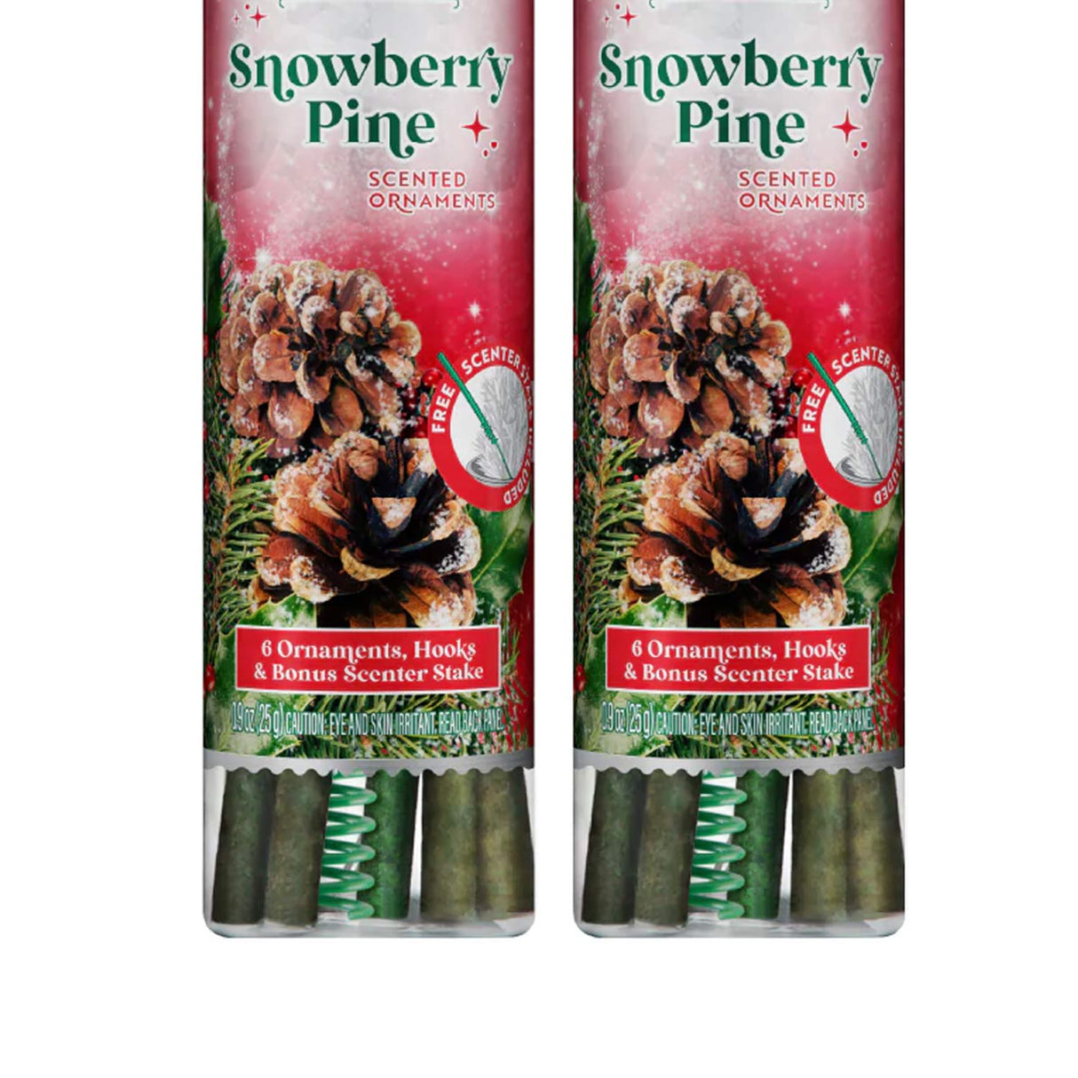 Scentsicles Snowberry Pine Scented Ornament Sticks 2 Pack