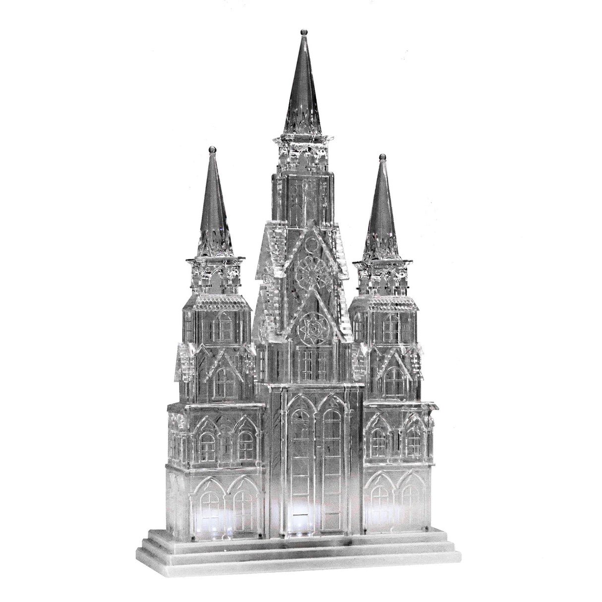 17IN Christmas Cathedral Figurine with Warm White LED Lights & Silent Night Music Indoor Decor