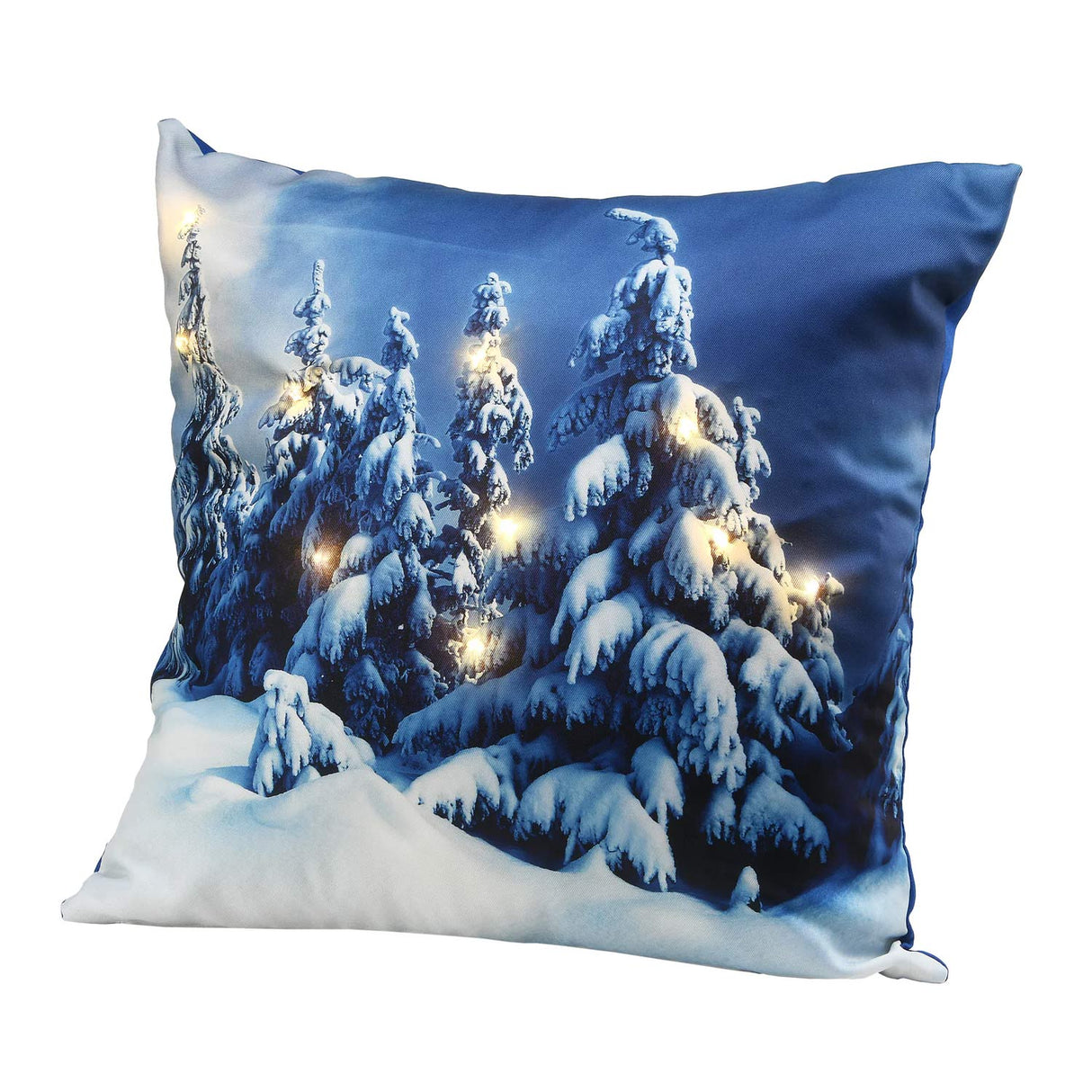 17IN Winter Scene Decorative Pillow with Warm White LED Lights Christmas Cushion
