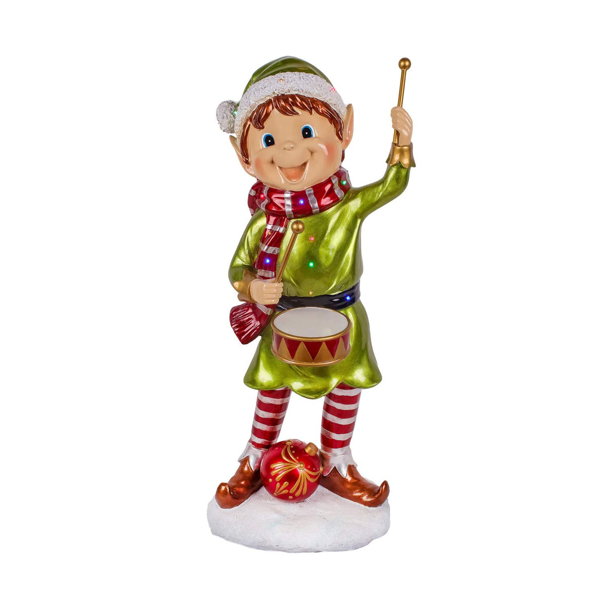 37IN Drumming Pixie Elf with Multicolor LED Lights
