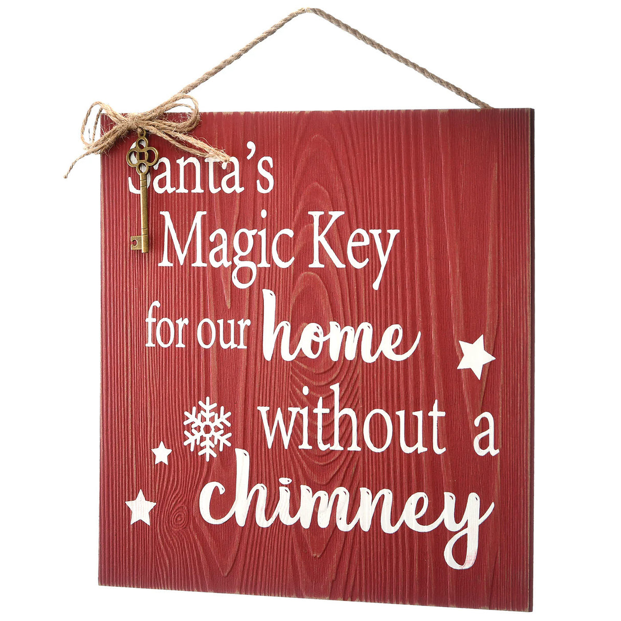 10IN Santa’s Magic Key Christmas Door Sign Red Wall Decor