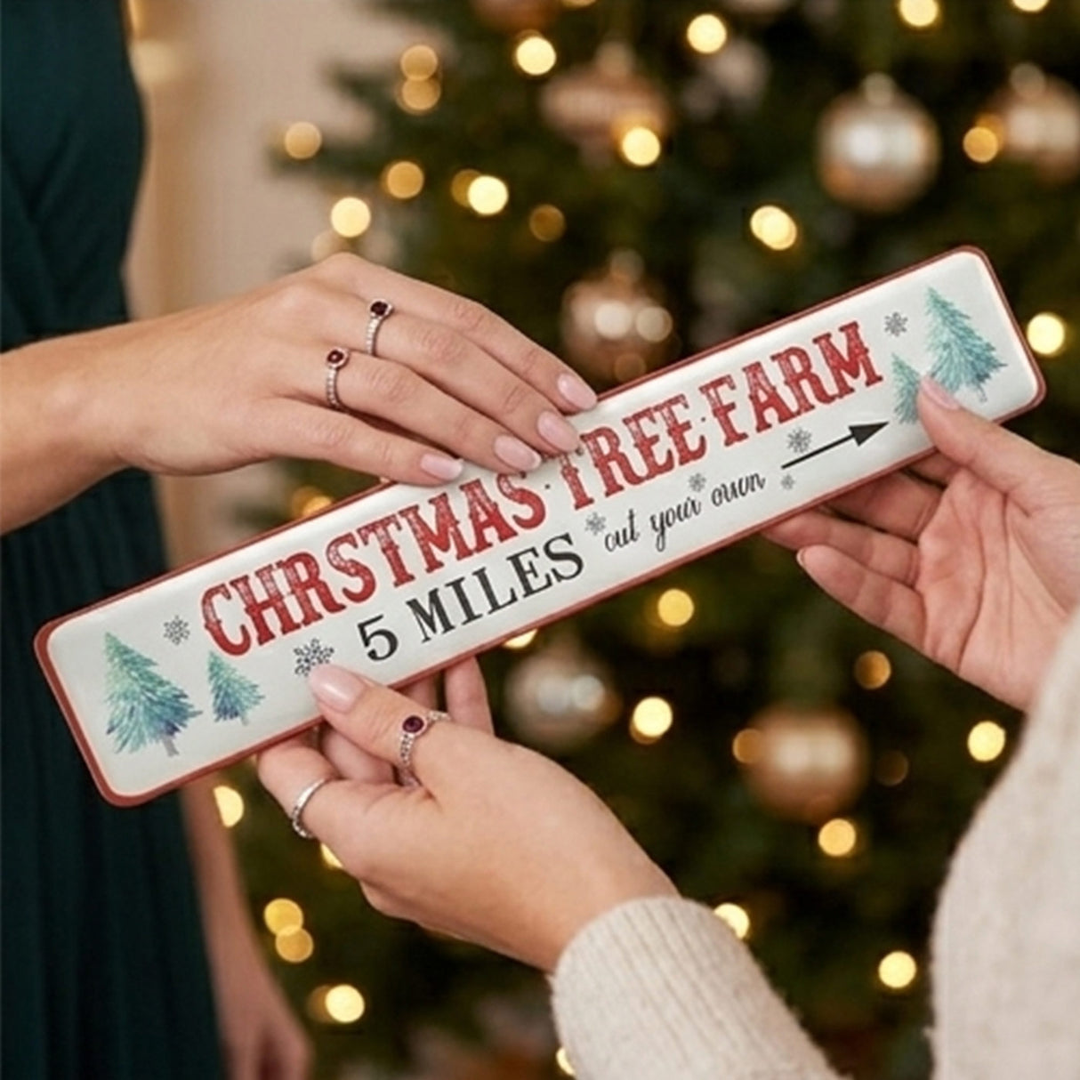 47IN Vintage Christmas Tree Farm Metal Wall Sign