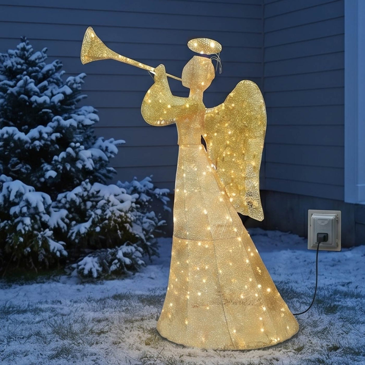60 Inc Champange Angle Decoration With White LED Lights